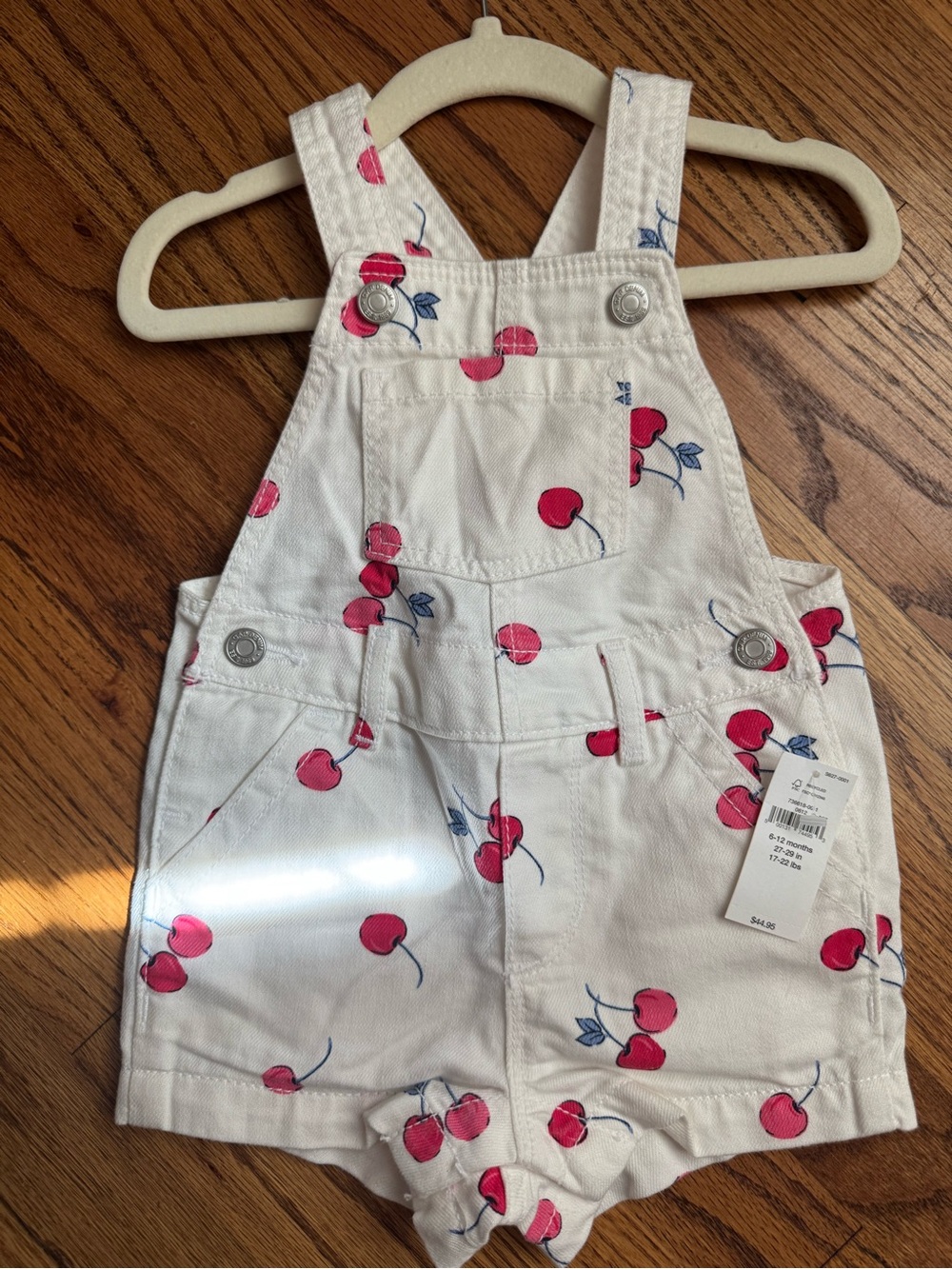 GAP White Cherry Print Baby Overalls Shorts